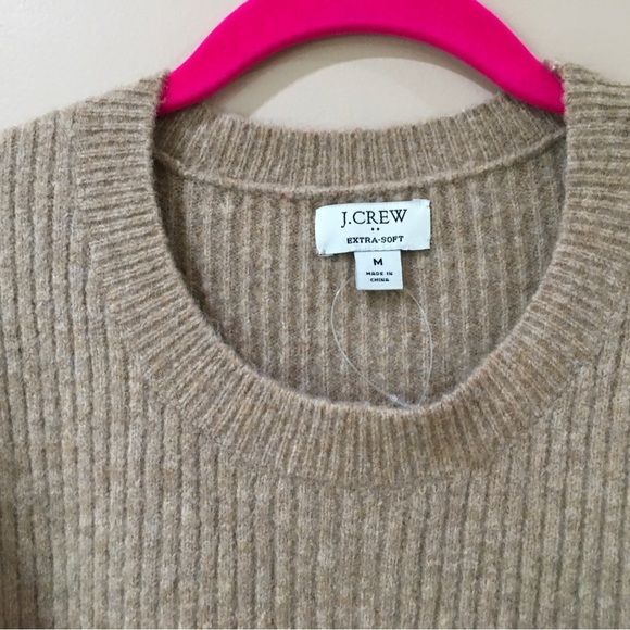 J.Crew Extra Soft Tan Sweater pullover long sleeve ribbed knit size m new - Picture 5 of 5
